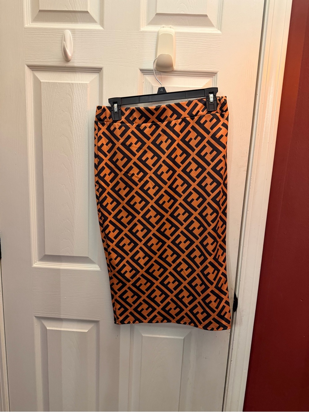 Orange and Black Geometric Print Women's Skirt - Picture 2 of 2
